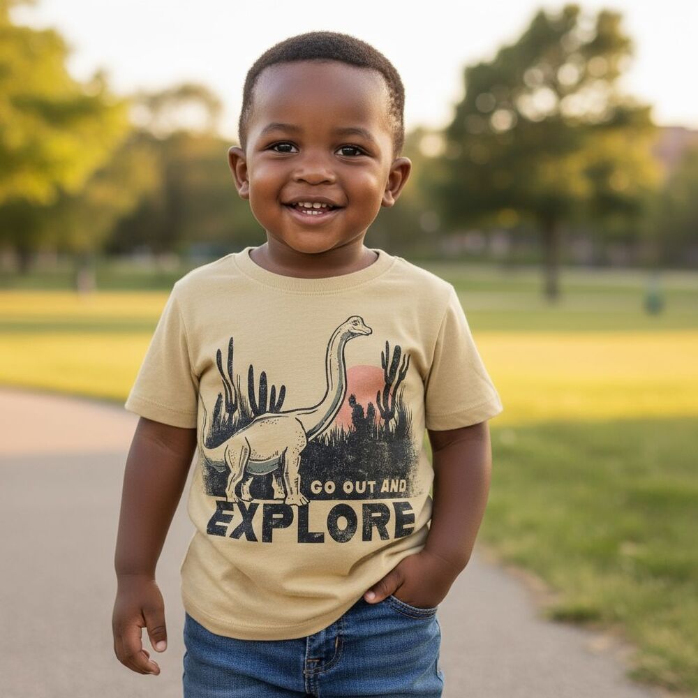 Garanimals‎ 4T Go Out and Explore Dinosaur Graphic Tee Tan Short Sleeve